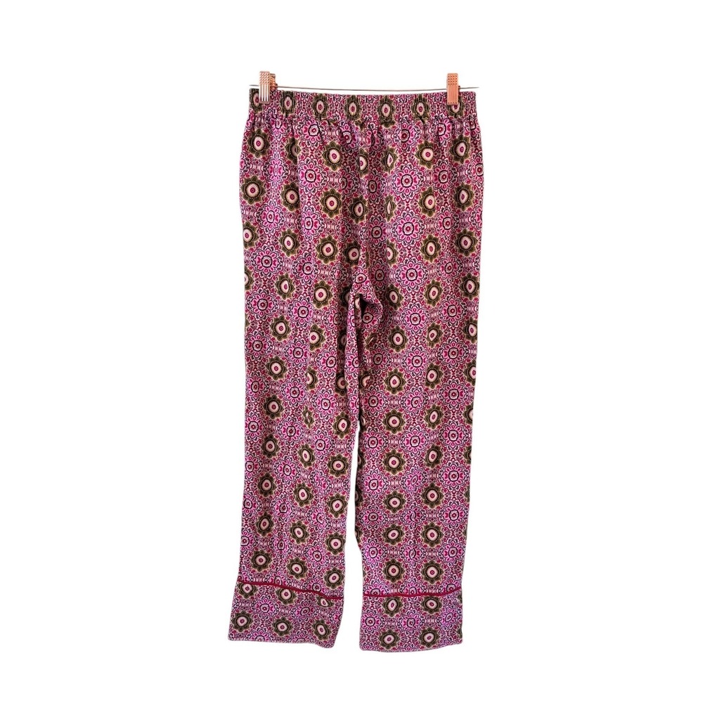 Boden Draw String Pants Womens 6 Pink Medallion Floral Print Beach Casual Preppy